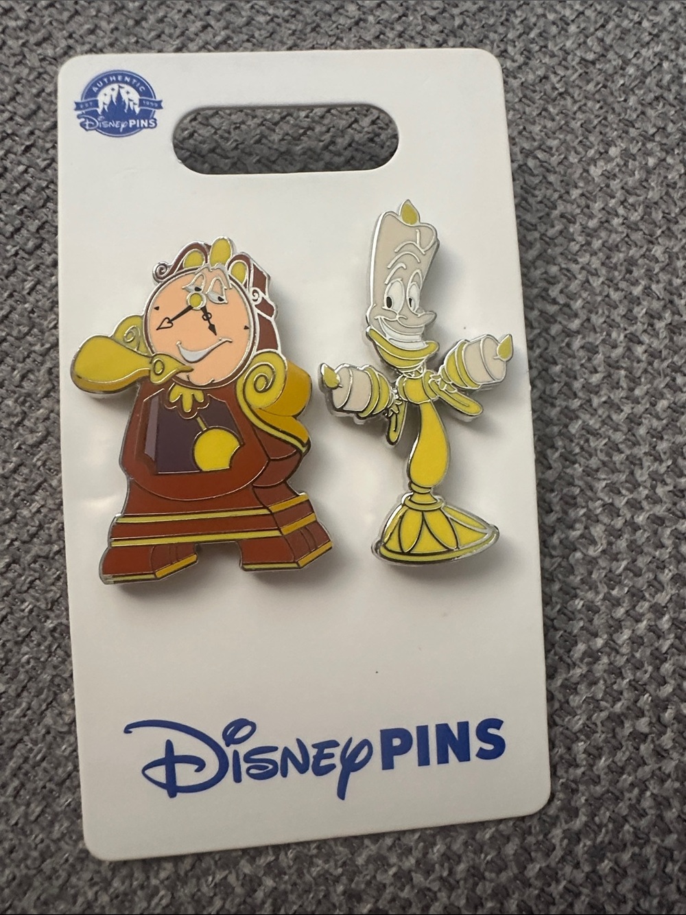Disney Parks Cogsworth & Lumière Pin Set — Yellow, Brown